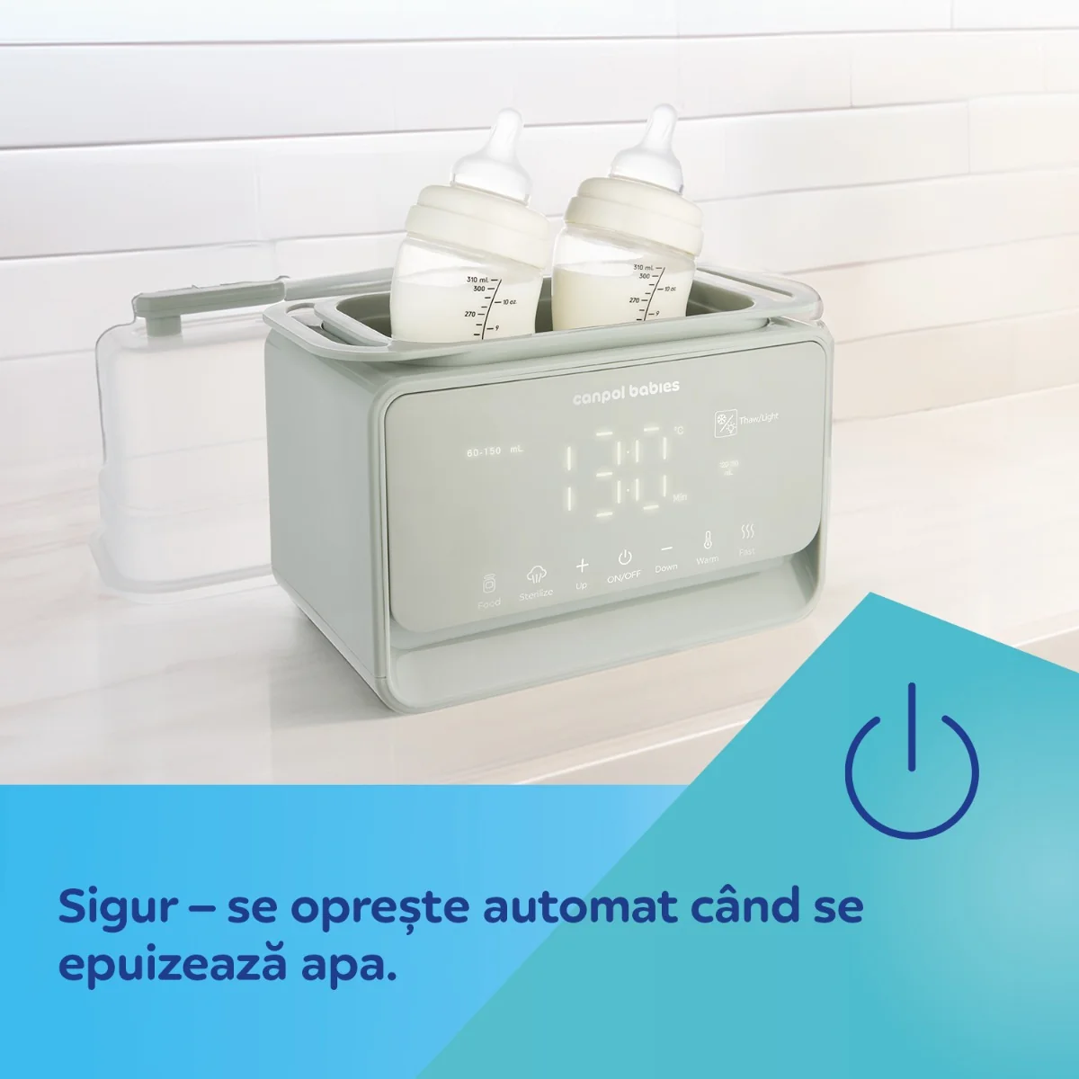 Incalzitor biberoane si sterilizator cu termostat si lampa de veghe 12/218, 1 bucata, Canpol babies