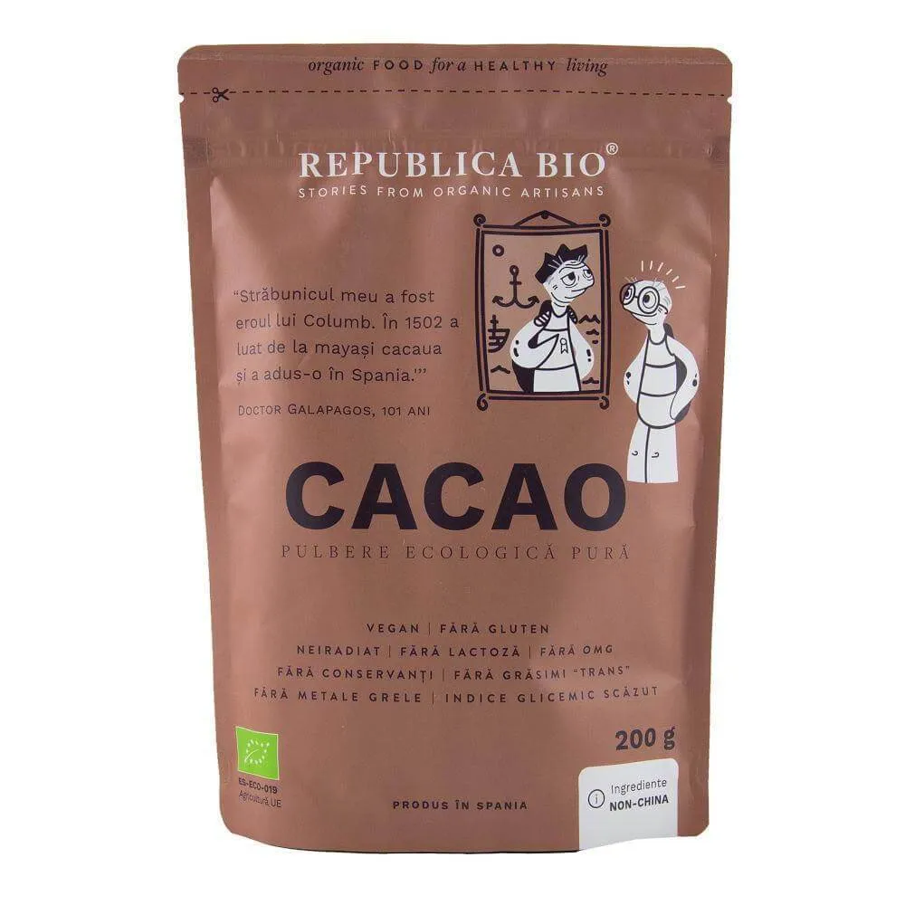 Cacao pulbere ecologica pura, 200g, Republica Bio