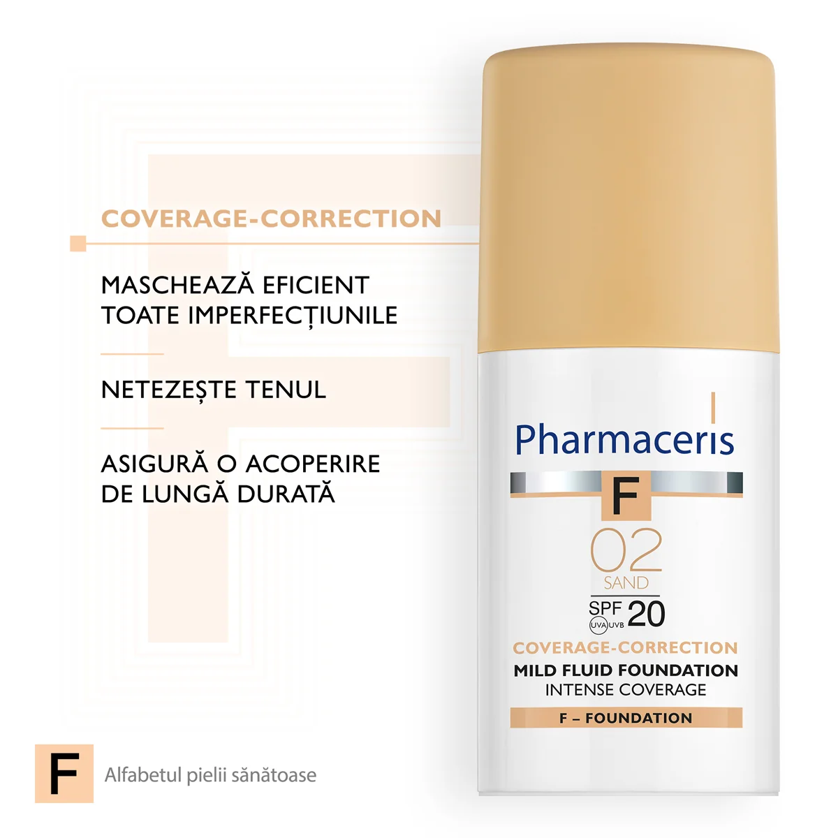 Fond de ten Intense Coverage 02 Sand SPF20 F, 30ml, Pharmaceris