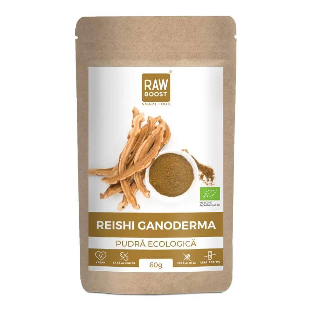 Reishi Ganoderma pudra Bio, 60g, Raw Boost