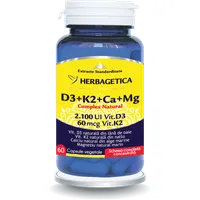 Complex Natural D3+K2+Ca, 60 capsule vegetale, Herbagetica