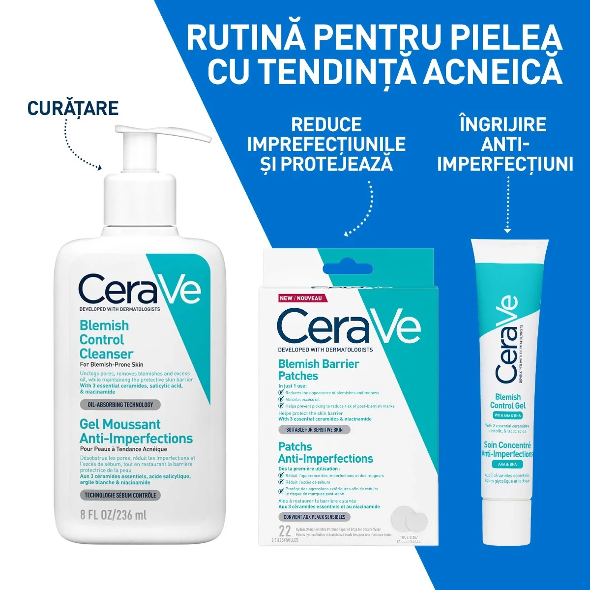 Gel de curatare spumant anti-imperfectiuni ten cu tendinta acneica, 236ml, CeraVe