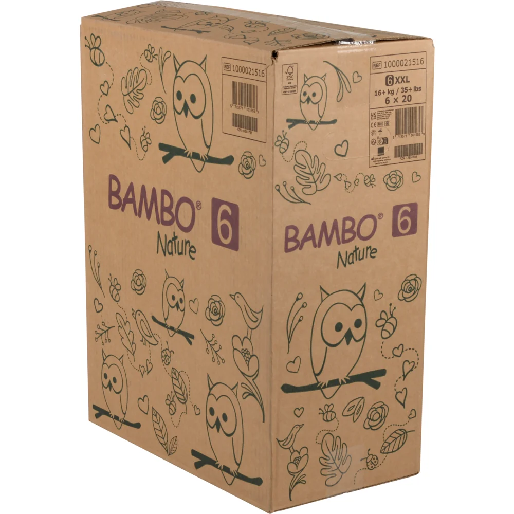 Scutece Eco Paper Bag Marimea Nr. 6 pentru 16kg+, 120 bucati, Bambo Nature