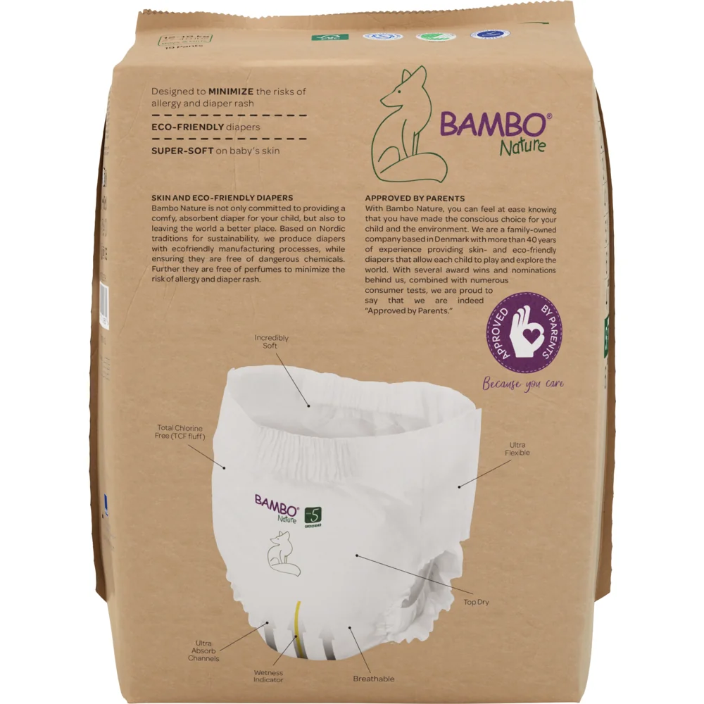 Scutece Eco Paper Bag Pants Marimea Nr. 5 pentru 11-17kg, 95 bucati, Bambo Nature