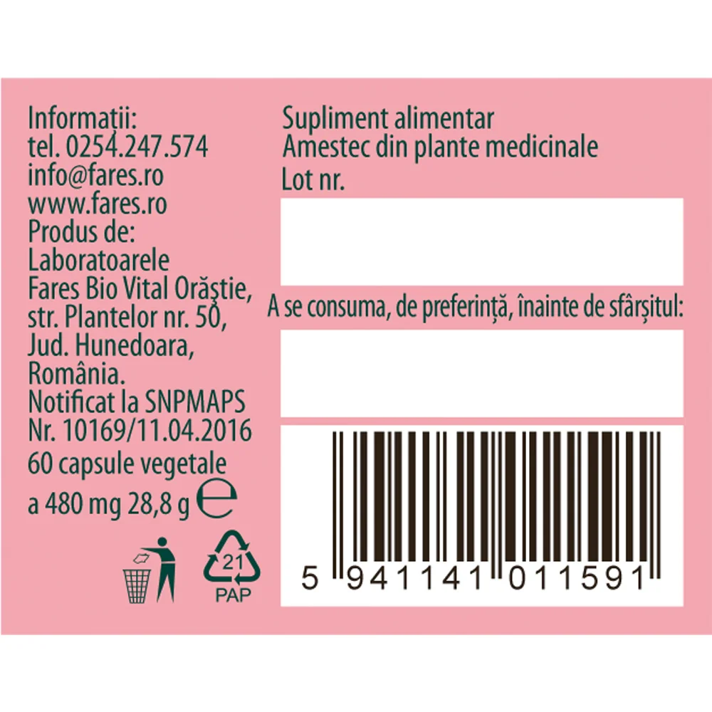 Stimularea lactatiei Mami si Bebe G85, 60 capsule, Fares