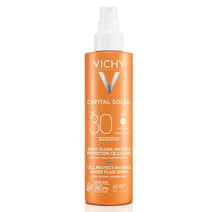Fluid invizibil cu protectie solara SPF 30 pentru fata si corp Capital Soleil Cell Protect, 200ml, Vichy