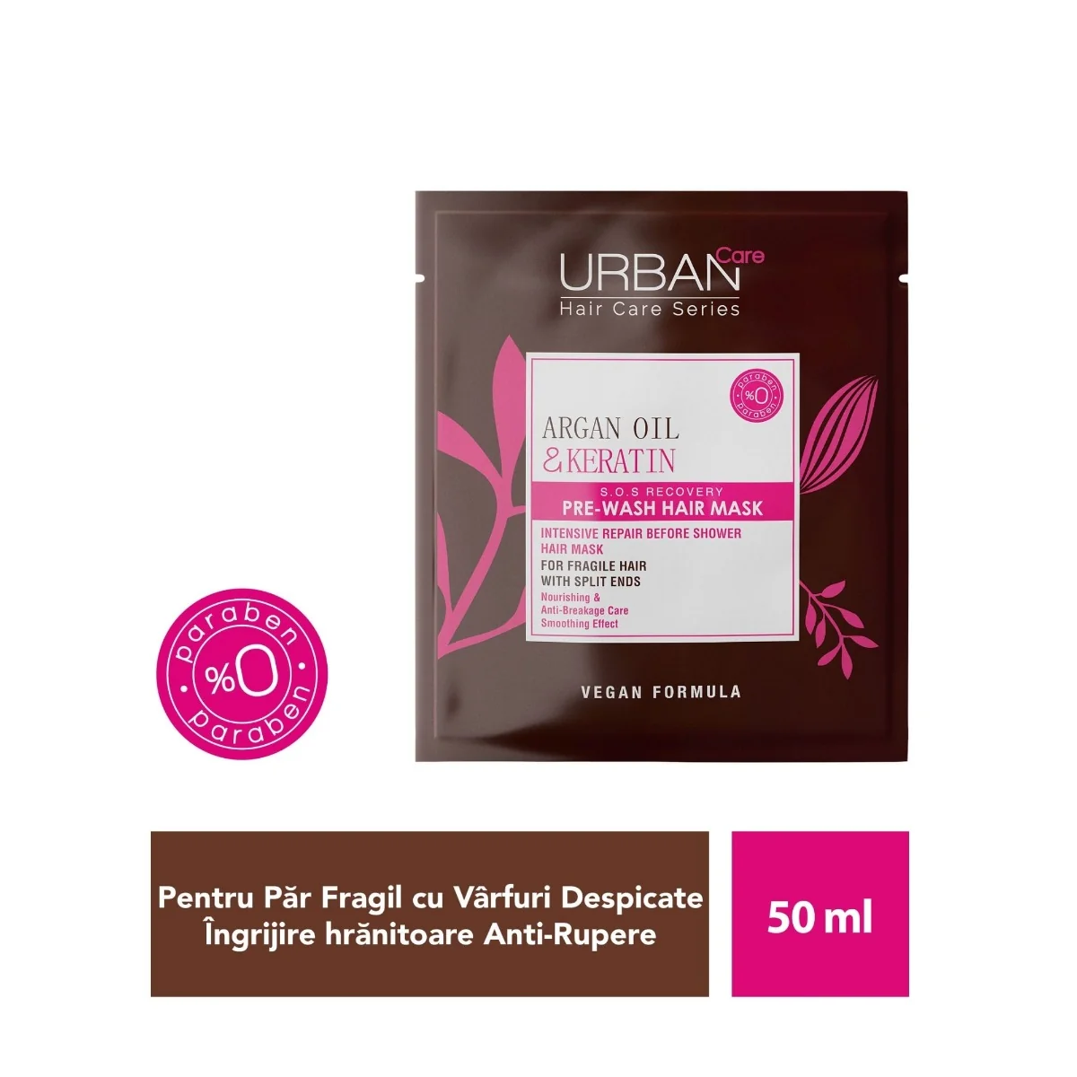Masca de par pre-samponare cu Ulei de Argan si Keratina, 50ml, Urban Care 