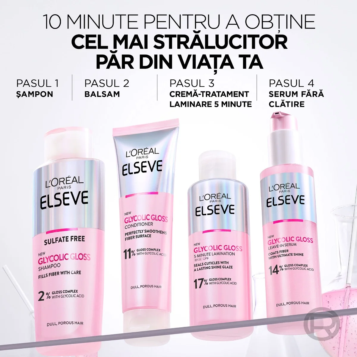 Serum pentru stralucirea parului fara clatire Glycolic Gloss Ultimate, 150ml, Elseve