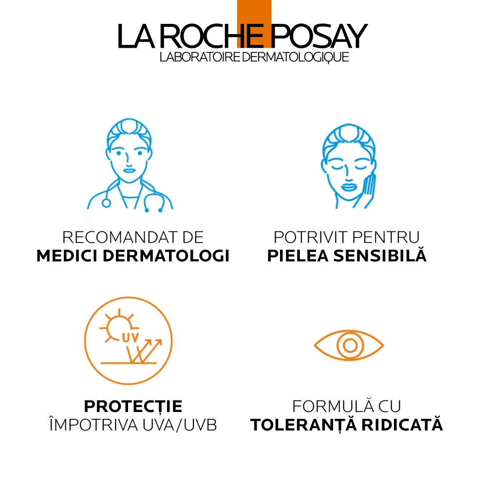 Fluid invizibil cu protectie solara SPF 50+ textura ultra-fluida pentru ten sensibil fara parfum Anthelios UV-Mune 400, 50ml, La Roche-Posay