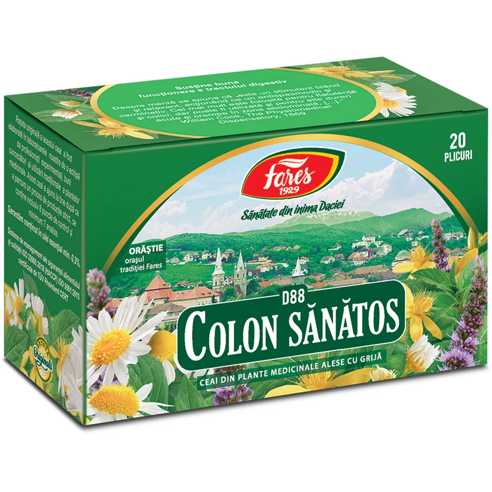 Ceai Colon sanatos D88, 20 plicuri, Fares 