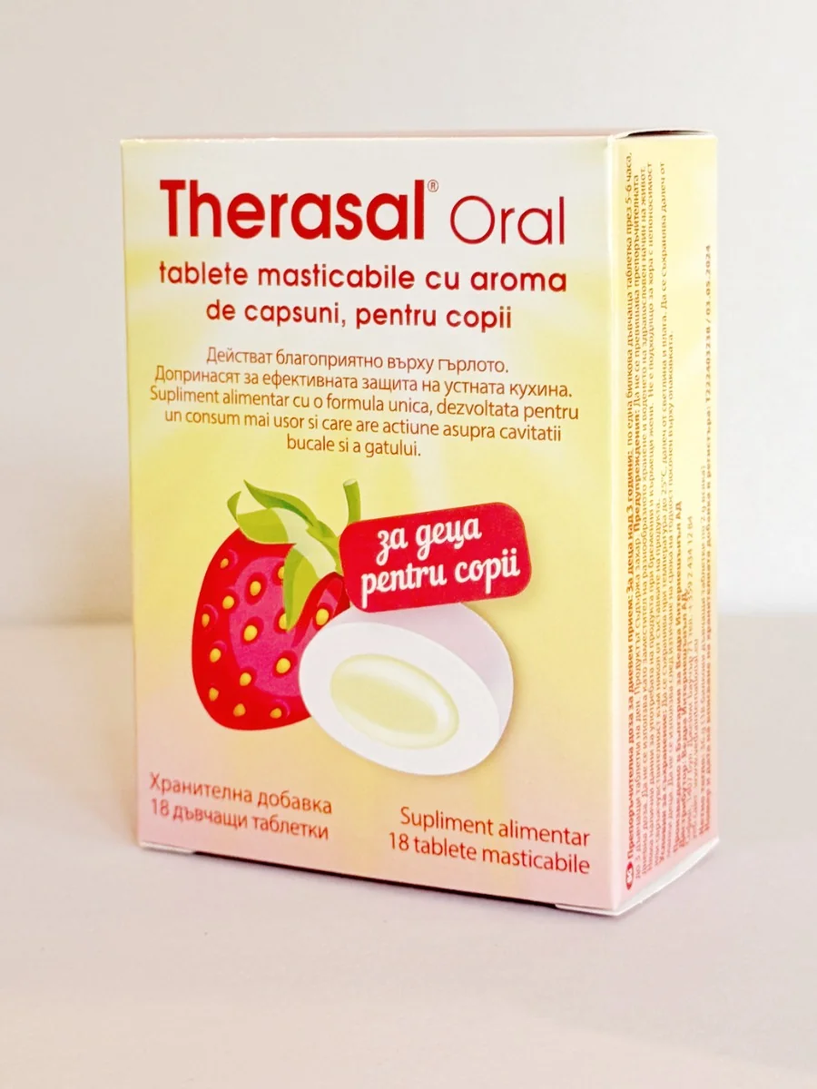 Therasal Oral pentru copii cu aroma de capsuni, 18 tablete masticabile, Vedra