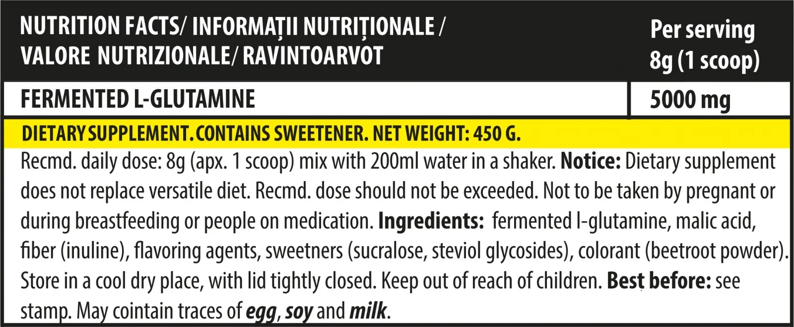 Aminoacizi pudra cu aroma de cola iGlutamine, 450g, Genius Nutrition
