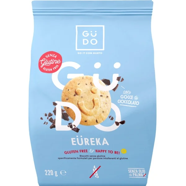 Biscuiti cu fulgi de ciocolata fara gluten Eureka, 220g, Gudo