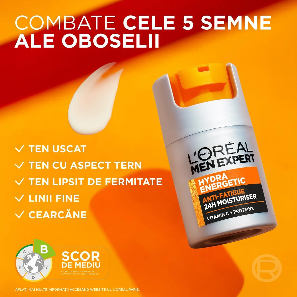 Crema hidratanta pentru barbati Men Expert Hydra Energetic, 50ml, L'Oreal Paris