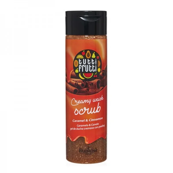 Gel de dus cremos peeling Caramel si Scortisoara Tutti Frutti, 200ml, Farmona