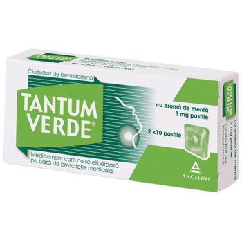 Tantum Verde cu aroma de menta 3 mg, 20 pastile, Angelini 