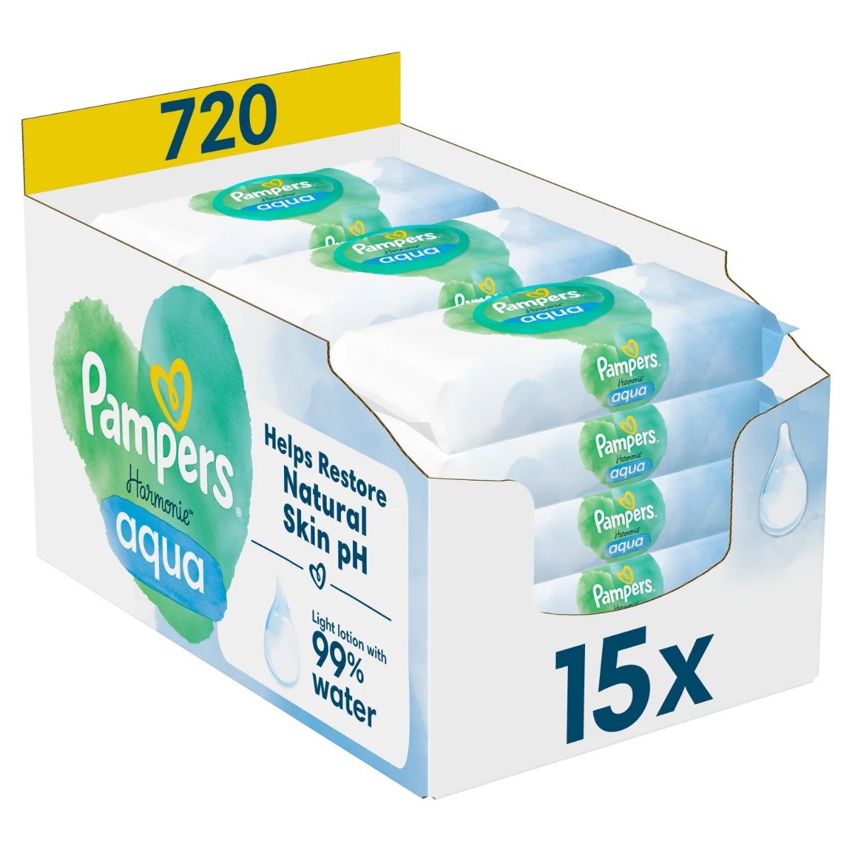 Pachet servetele umede Aqua Harmonie, 15 x 48 bucati, Pampers