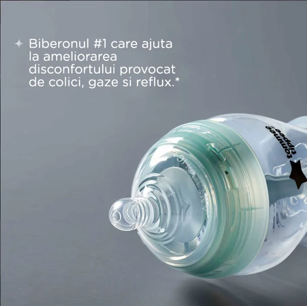 Set biberoane Advanced Anti-colici cu autosterilizare din PP pentru 0 luni + Natural Start, 2 x 260ml, Tommee Tippee