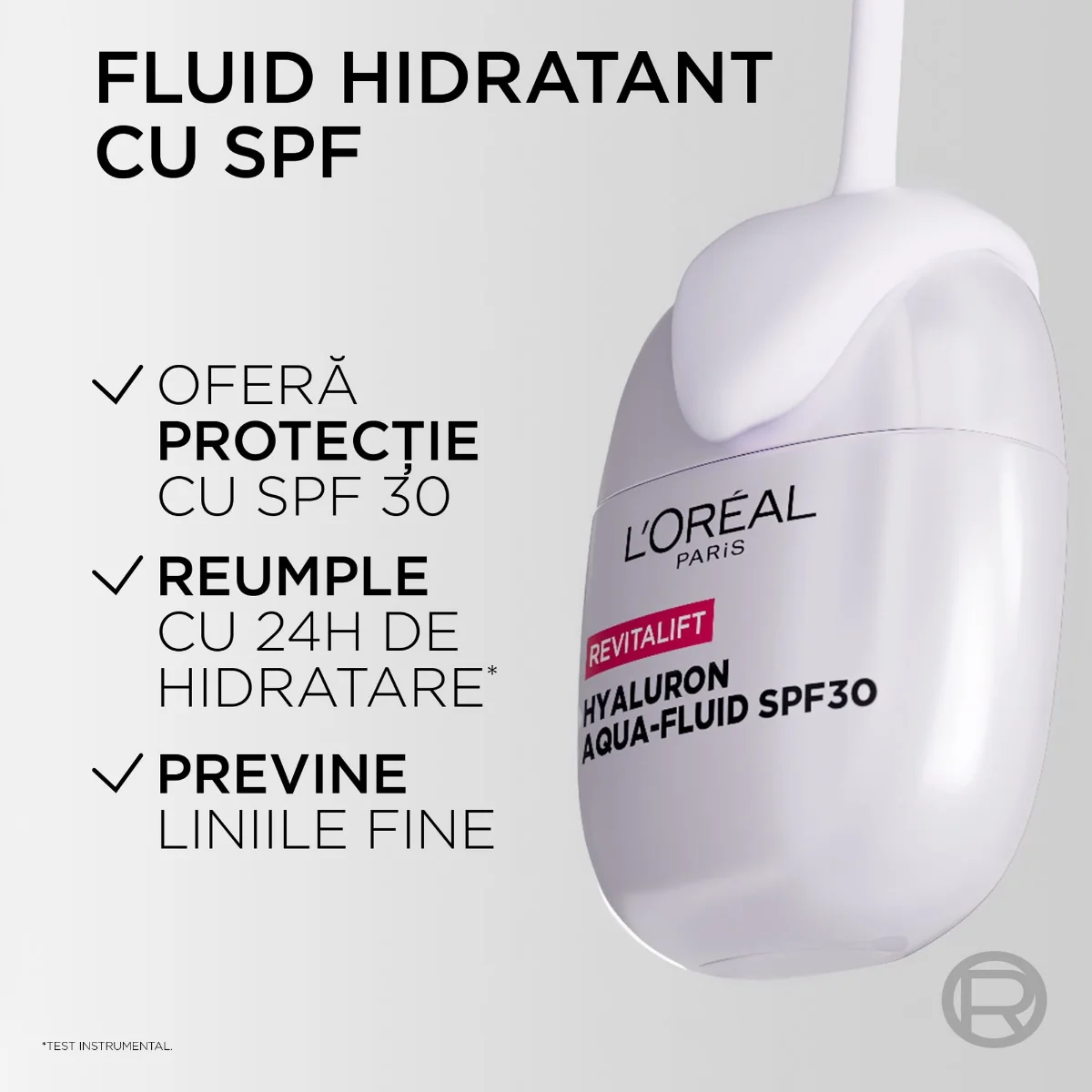 Fluid hidratant cu factor de protectie solara SPF30 Revitalift Hyaluron Aqua, 40ml, L'Oreal Paris
