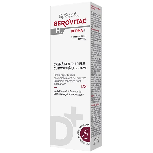Crema pentru piele cu roseata si scuame H3 Derma+, 50ml, Gerovital