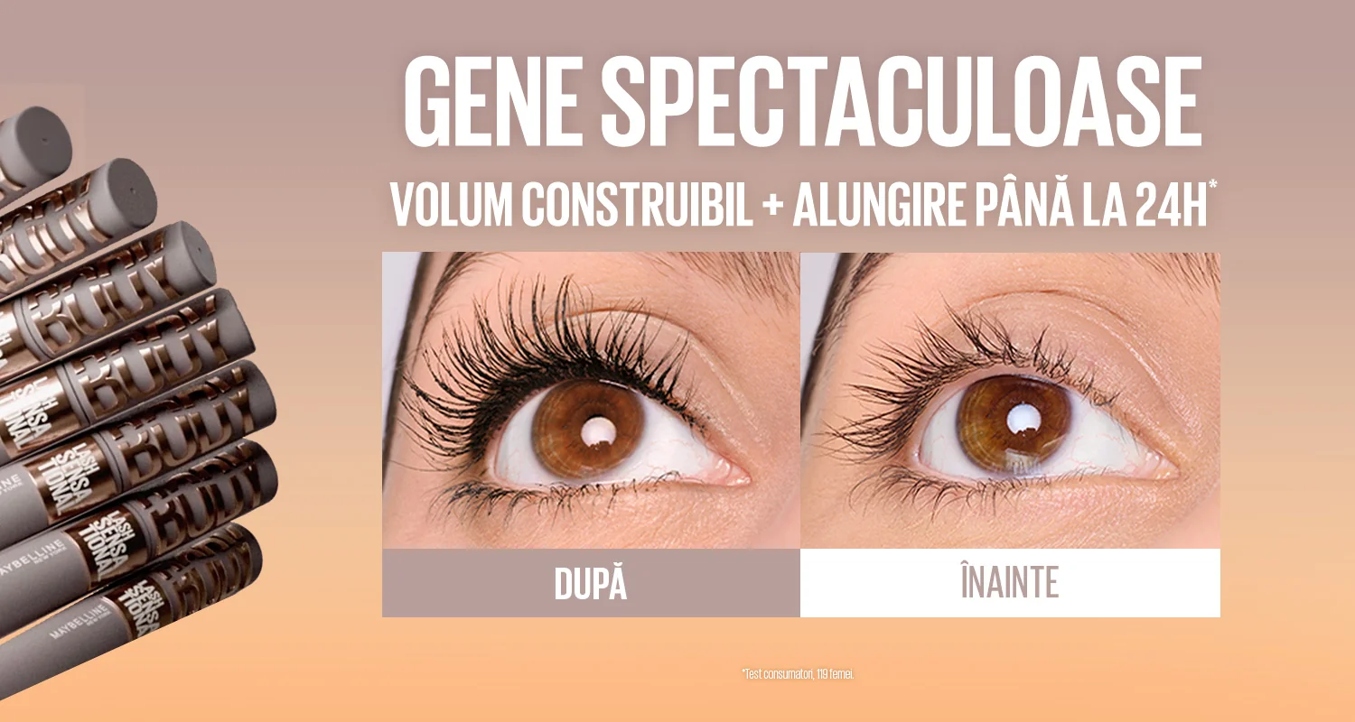 Gene spectaculoase cu volum construibil si alungire, comparatie inainte si dupa aplicarea mascarei. Gene spectaculoase cu volum construibil si alungire, comparatie inainte si dupa aplicarea mascarei.