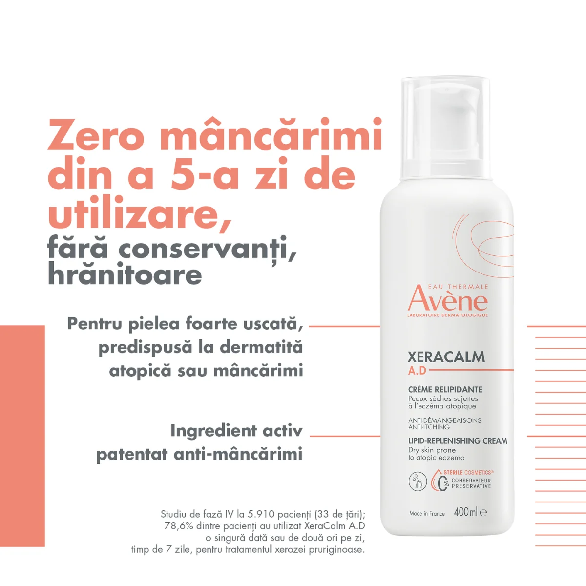 Crema relipidanta pielea uscata cu tendinta atopica XeraCalm A.D., 400ml, Avene
