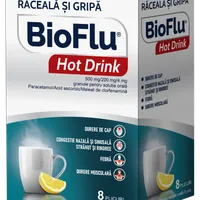Bioflu Hot Drink 500 mg/200 mg/4 mg granule pentru solutie orala, 8 plicuri, Biofarm