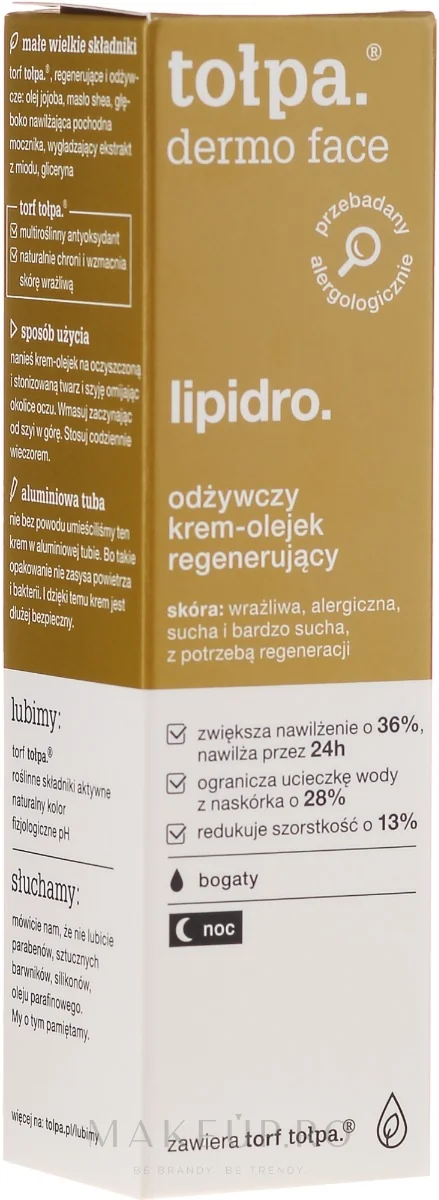 Crema regeneranta pentru piele uscata si sensibila Dermo Face Lipidro, 40ml, Tolpa