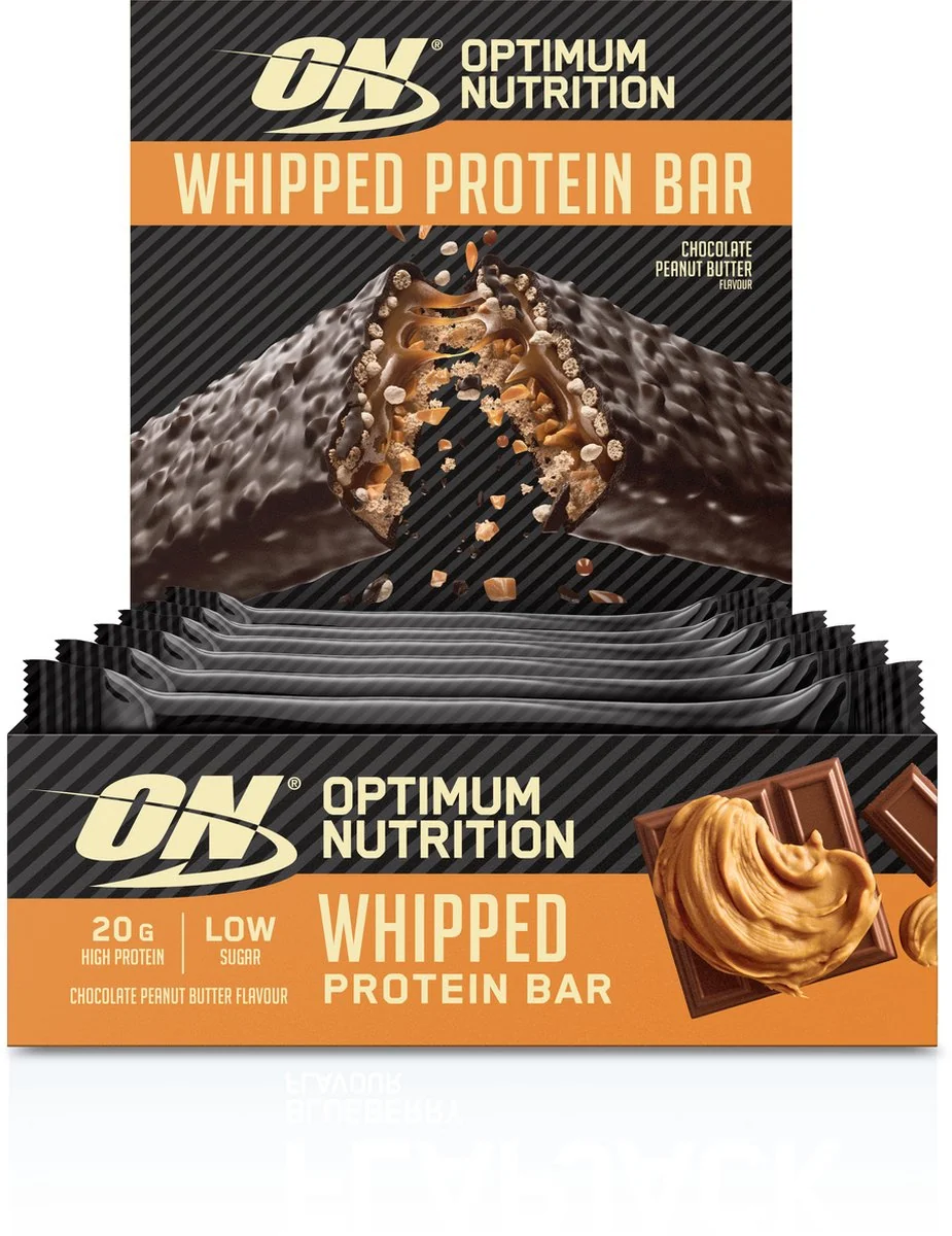 Baton proteic cu ciocolata si unt de arahide Whipped Protein Bar, 10x62g, Optimum Nutrition