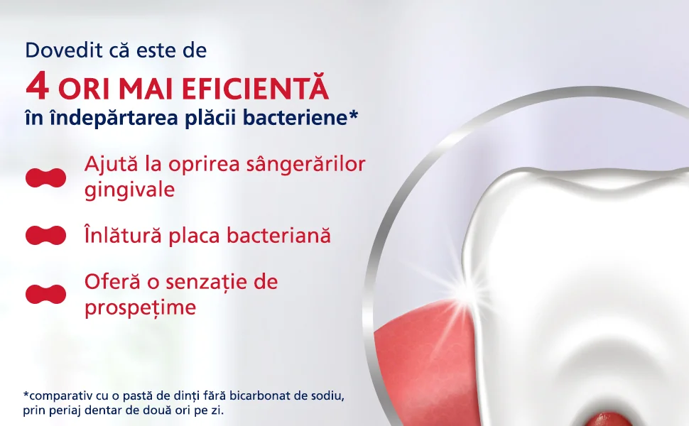 Text Dovedit ca este de 4 ori mai eficienta in indepartarea placii bacteriene Text Dovedit ca este de 4 ori mai eficienta in indepartarea placii bacteriene