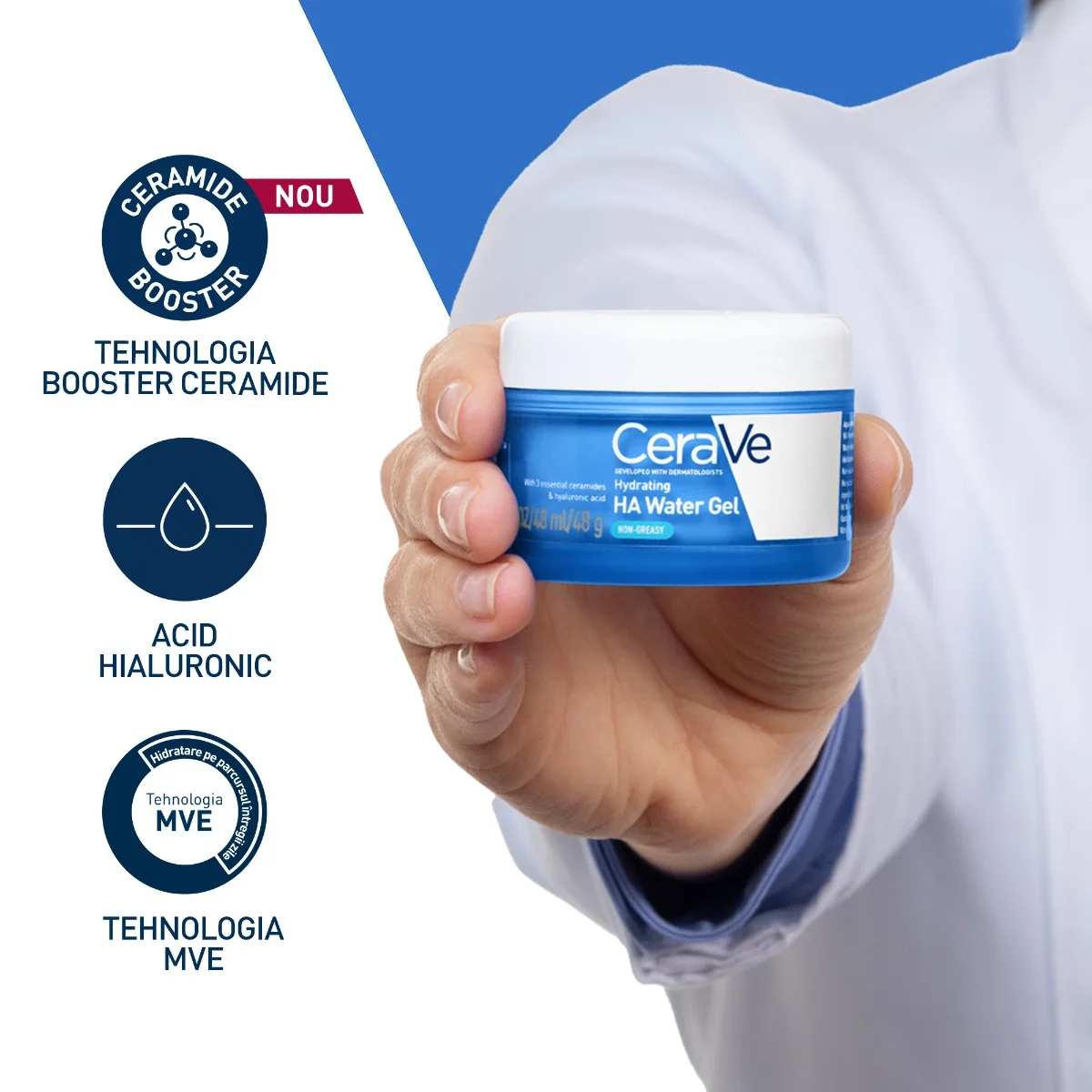 Gel-Crema cu Acid Hialuronic pentru hidratarea tenului, 48g, CeraVe
