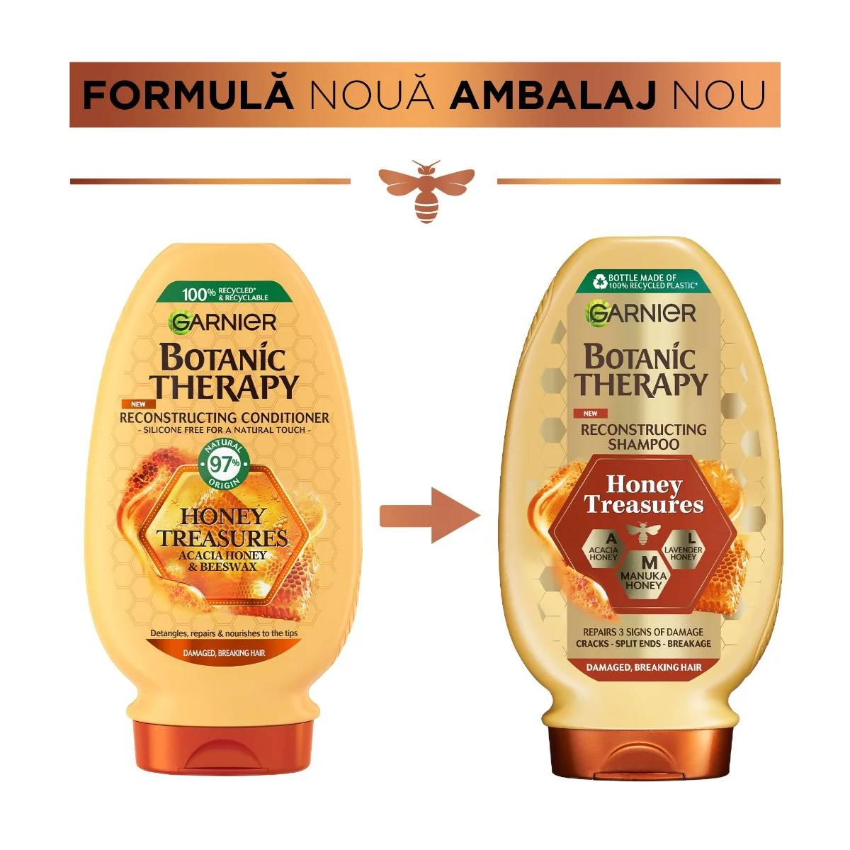 Balsam pentru par deteriorat cu tendinta de rupere Honey Treasures Botanic Therapy, 200ml, Garnier