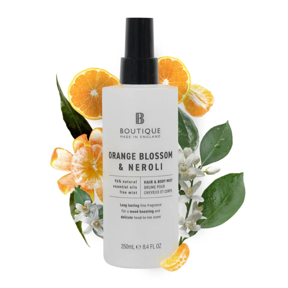 Spray pentru corp si par cu parfum de Flori de portocal & Neroli, 250ml, Boutique