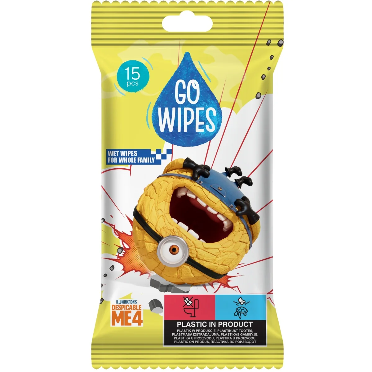 Servetele umede pentru copii Minions, 15 bucati, Go Wipes