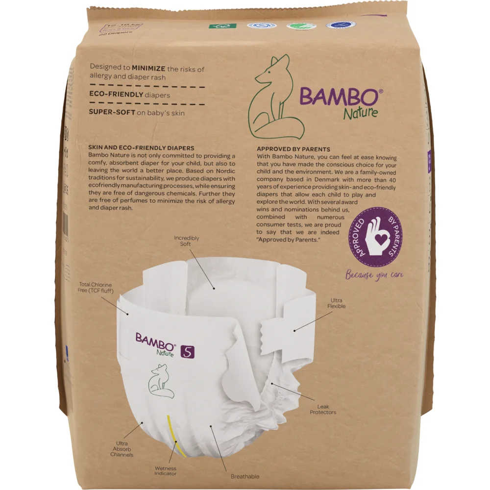 Scutece Eco Paper Bag Marimea Nr. 5 pentru 12-18 kg, 132 bucati, Bambo Nature