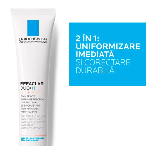 Crema corectoare uniformizatoare pentru tenul gras cu tendinta acneica Effaclar Duo+ Unifiant Light, 40ml, La Roche-Posay