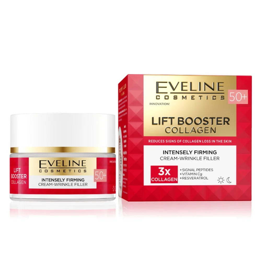Crema de fata anti-rid 50+ pentru fermitate Lift Booster Collagen, 50ml, Eveline Cosmetics