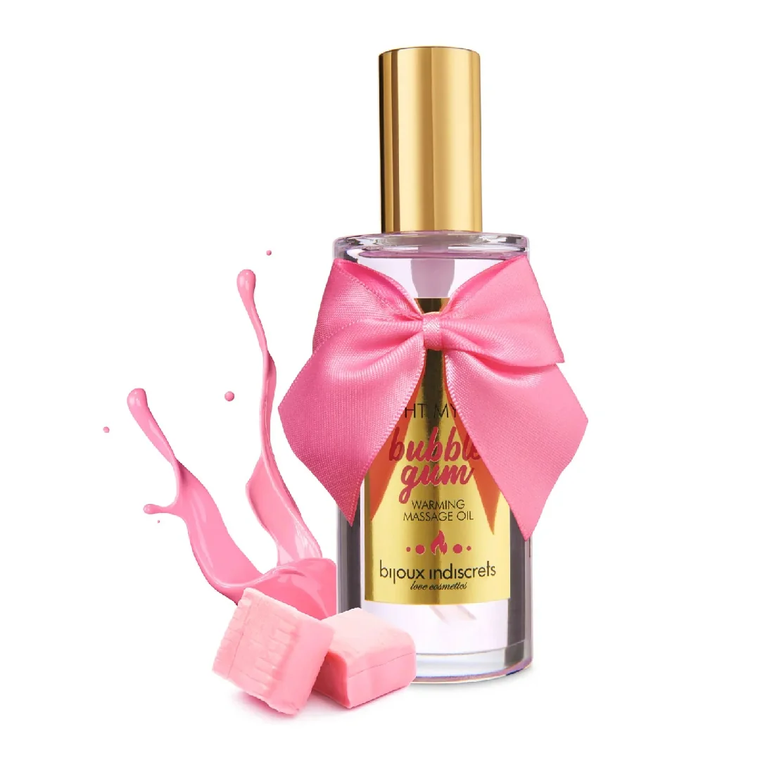 Ulei de masaj cu efect de incalzire Light My Fire Bubblegum, 100ml, Bijoux Indiscrets 