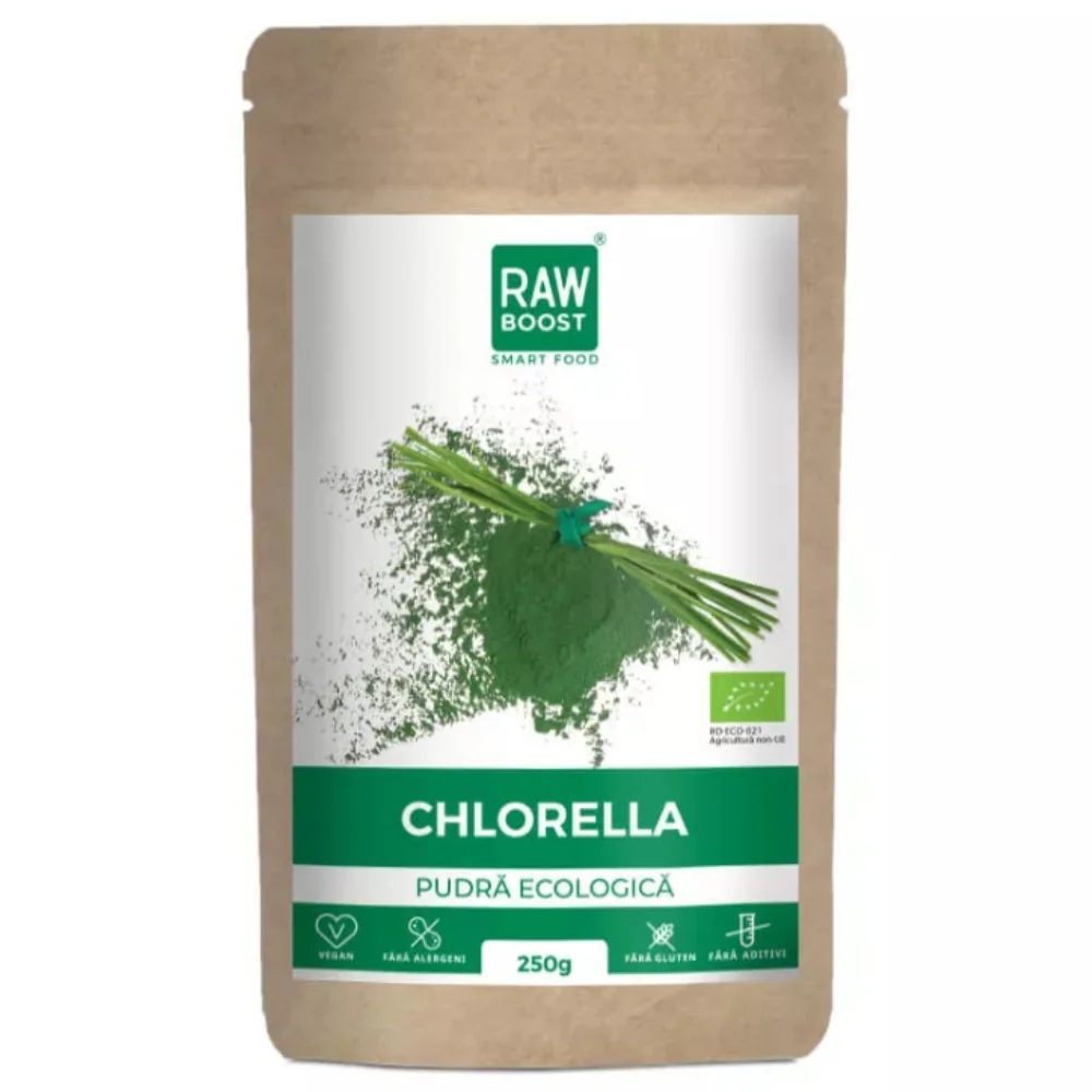  Chlorella ecologica pudra, 250g, Rawboost
