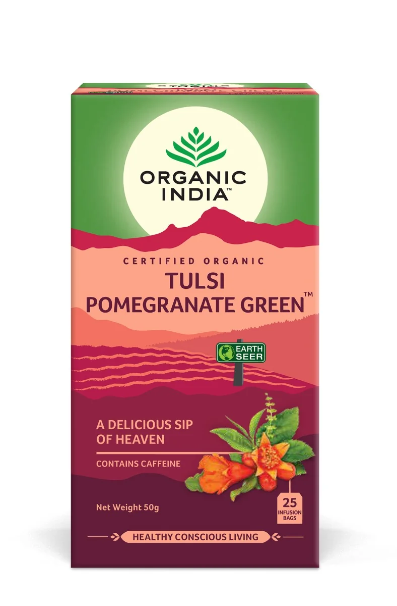 Ceai Tulsi rodie si ceai verde, 25 plicuri, Organic India