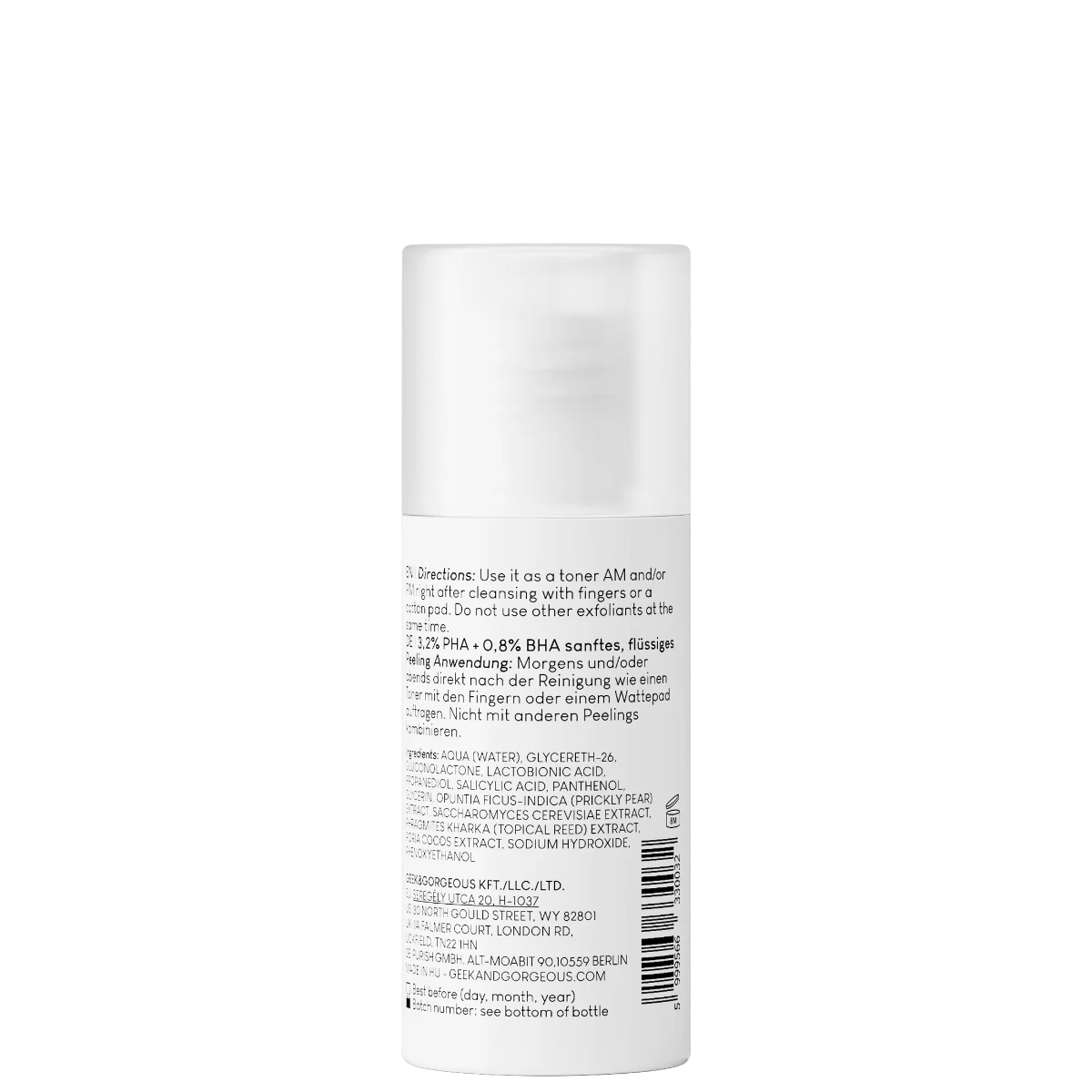Lotiune exfolianta 4% PHA+BHA, 30ml, Geek&Gorgeous