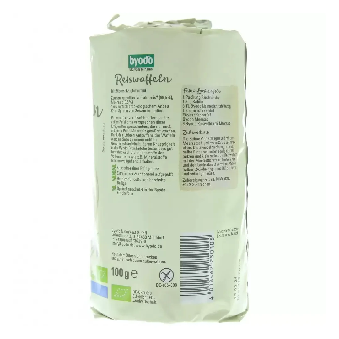Rondele din orez integral cu sare Eco fara gluten, 100g, Byodo