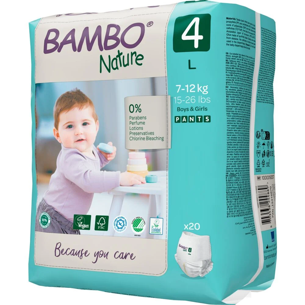 Scutece Ecolabel Pants Nr 4 pentru 7-12kg, 20 bucati, Bambo Nature