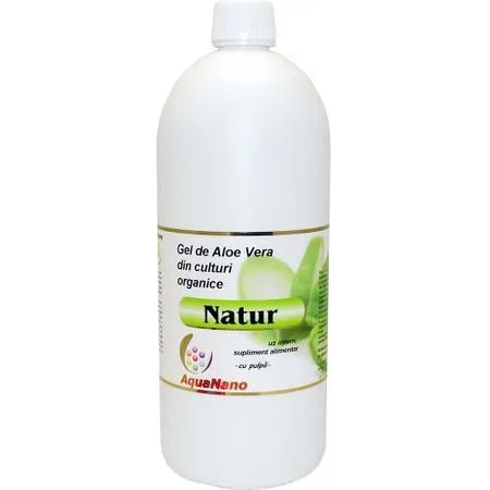 Gel organic de Aloe Vera cu pulpa Aloe Natur, 1000ml, Aghoras
