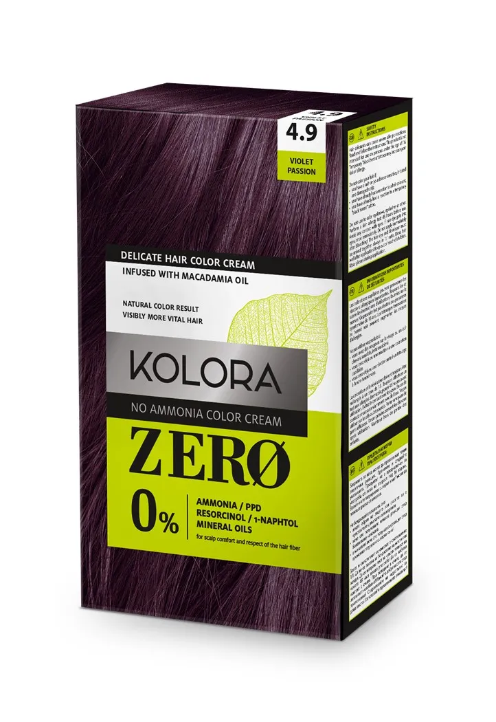 Vopsea de par Kolora Zero 4.9 Violet Passion, 60ml, Aroma