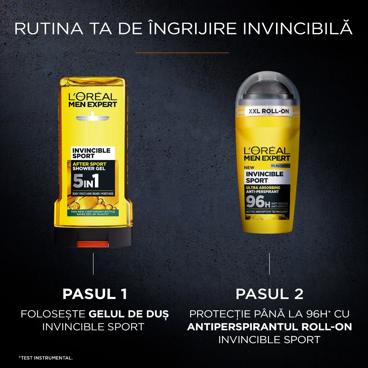 Antiperspirant roll-on fara alcool Invincible Sport, 50ml, L'oreal Men Expert
