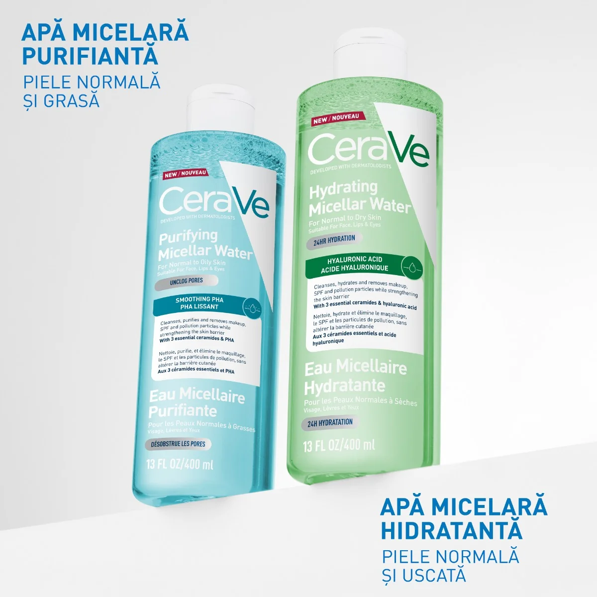 Apa micelara hidratanta pentru ten normal si uscat, 400ml, CeraVe