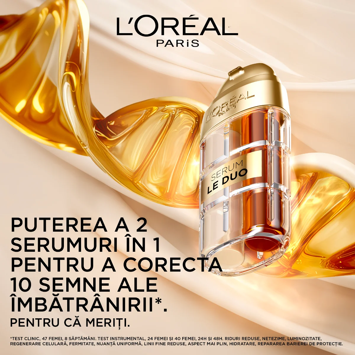 Serum 2 in 1 pentru fermitate Le Duo Age Perfect, 15ml, L'Oreal Paris