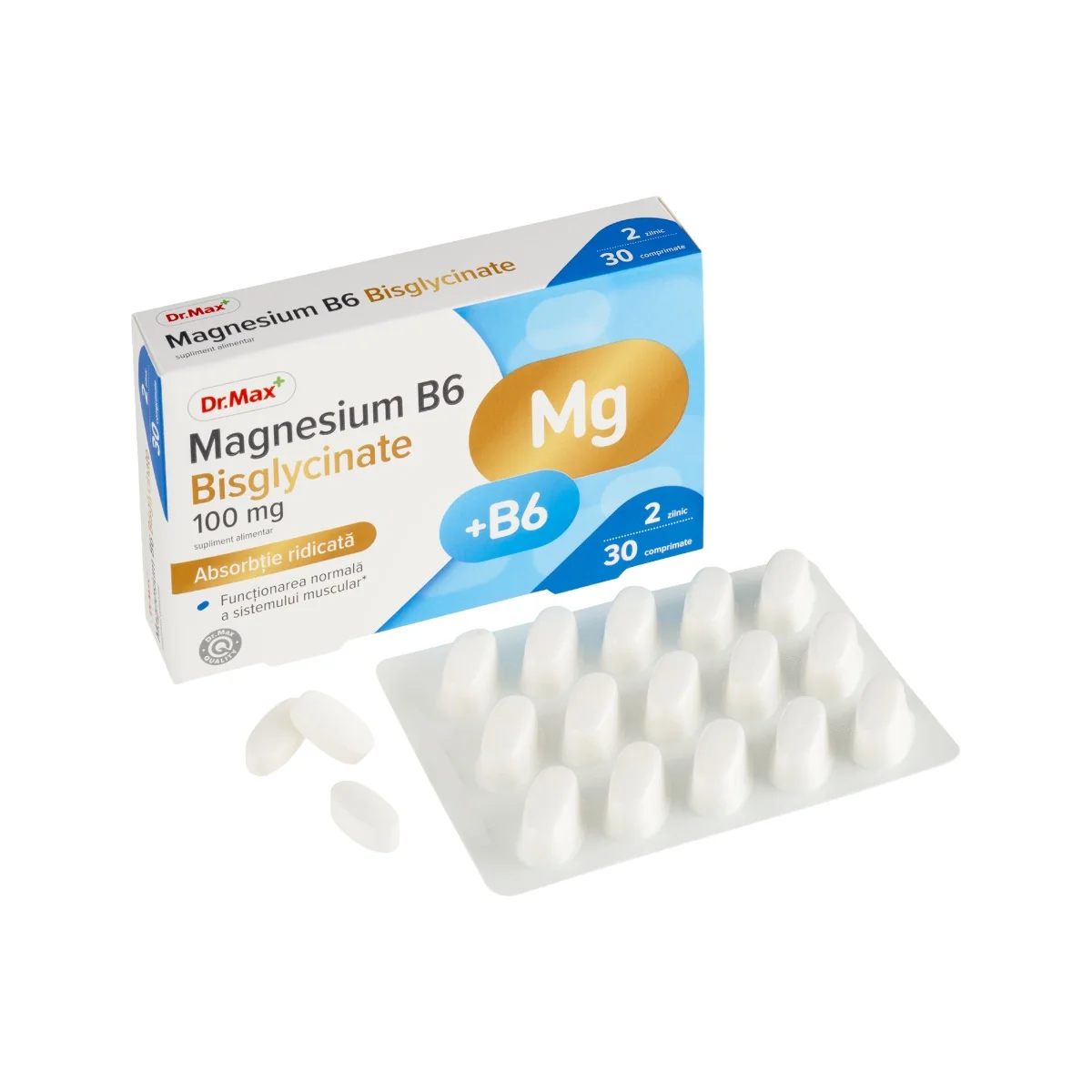 Dr. Max Magnesium B6 Bisglycinate, 30 comprimate filmate