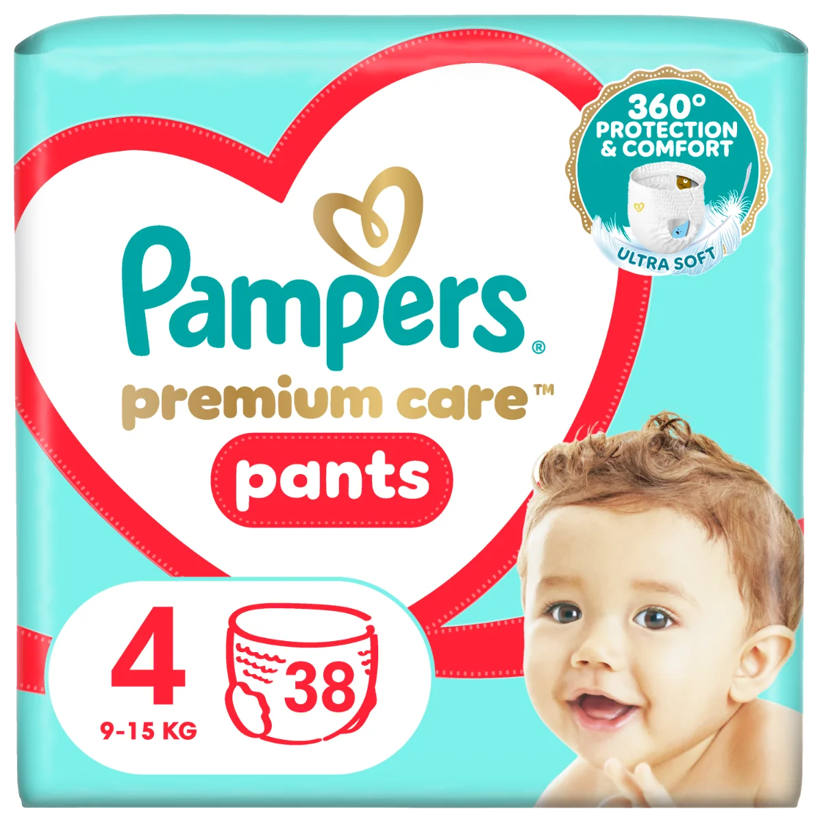 Scutece Pants Premium Care Nr.4 9-15kg, 38 bucati, Pampers